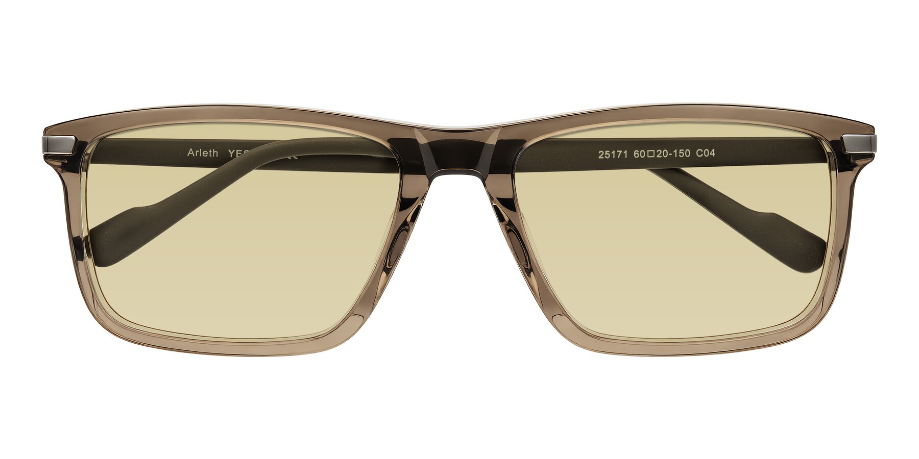 Folded Front of Arleth in Transparent Brown with Light Champagne Tinted Lenses