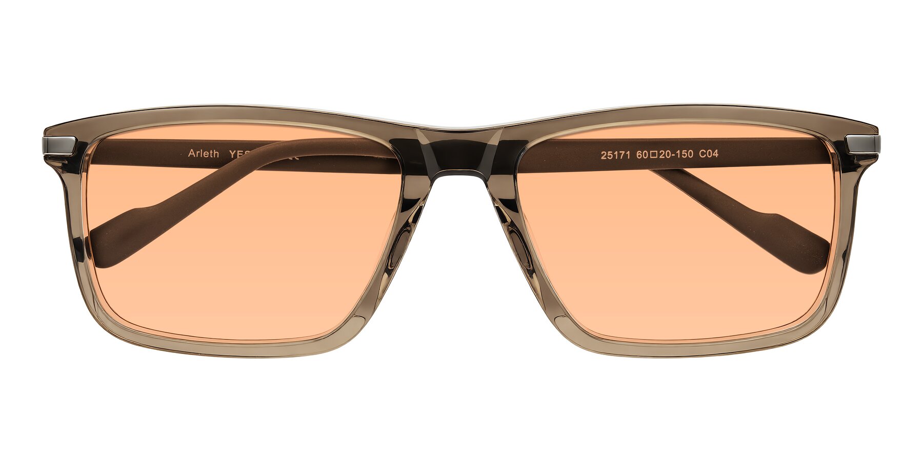 Folded Front of Arleth in Transparent Brown with Light Orange Tinted Lenses