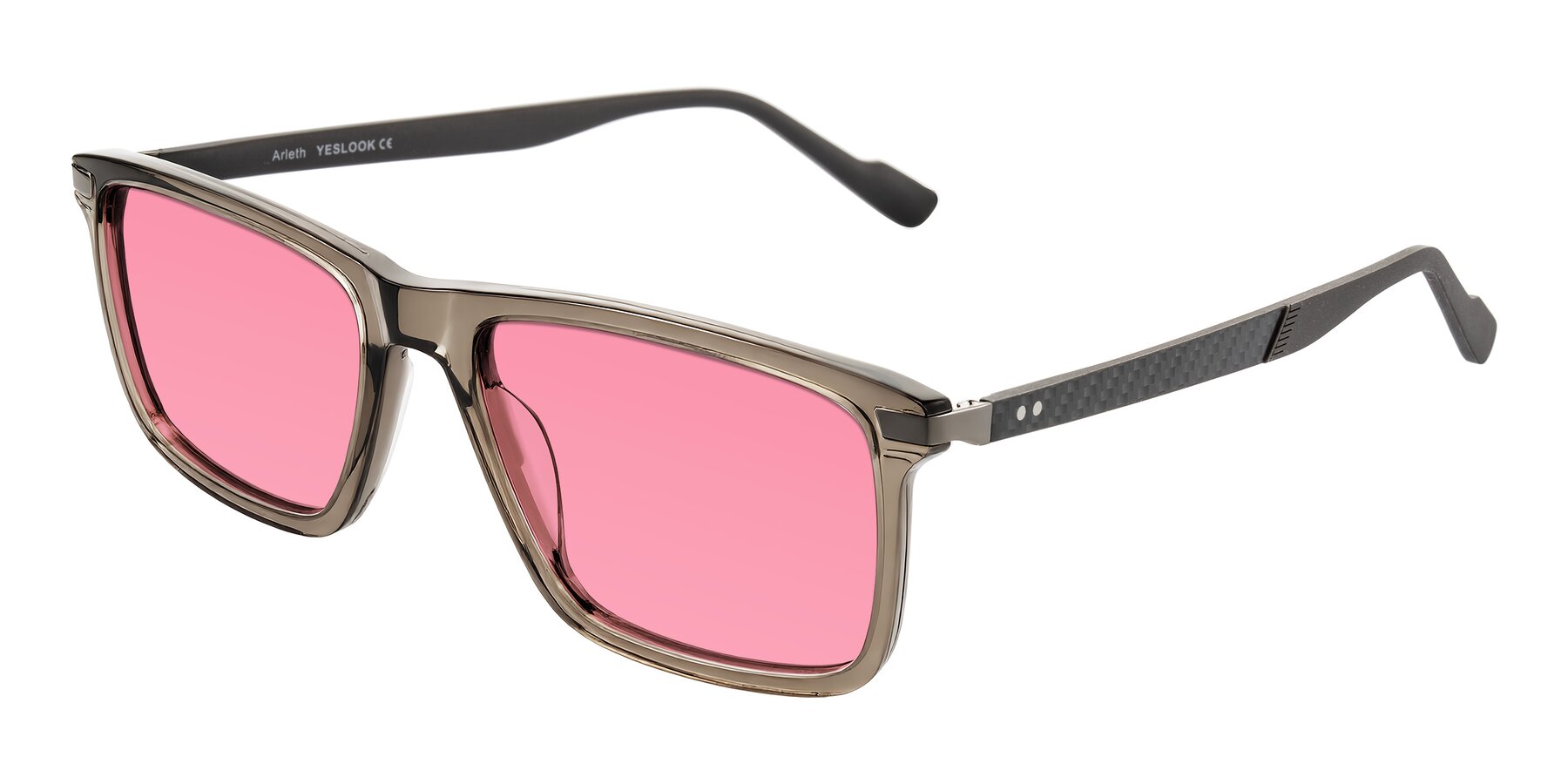 Angle of Arleth in Transparent Brown with Pink Tinted Lenses