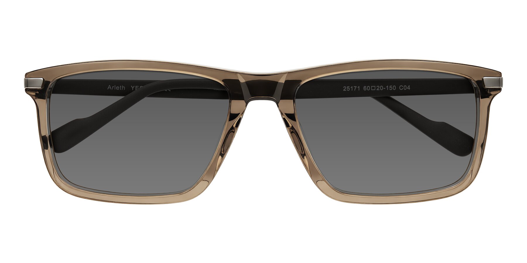 Folded Front of Arleth in Transparent Brown with Medium Gray Tinted Lenses