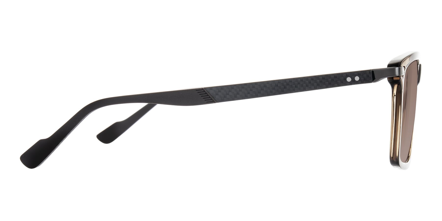 Side of Arleth in Transparent Brown with Medium Brown Tinted Lenses