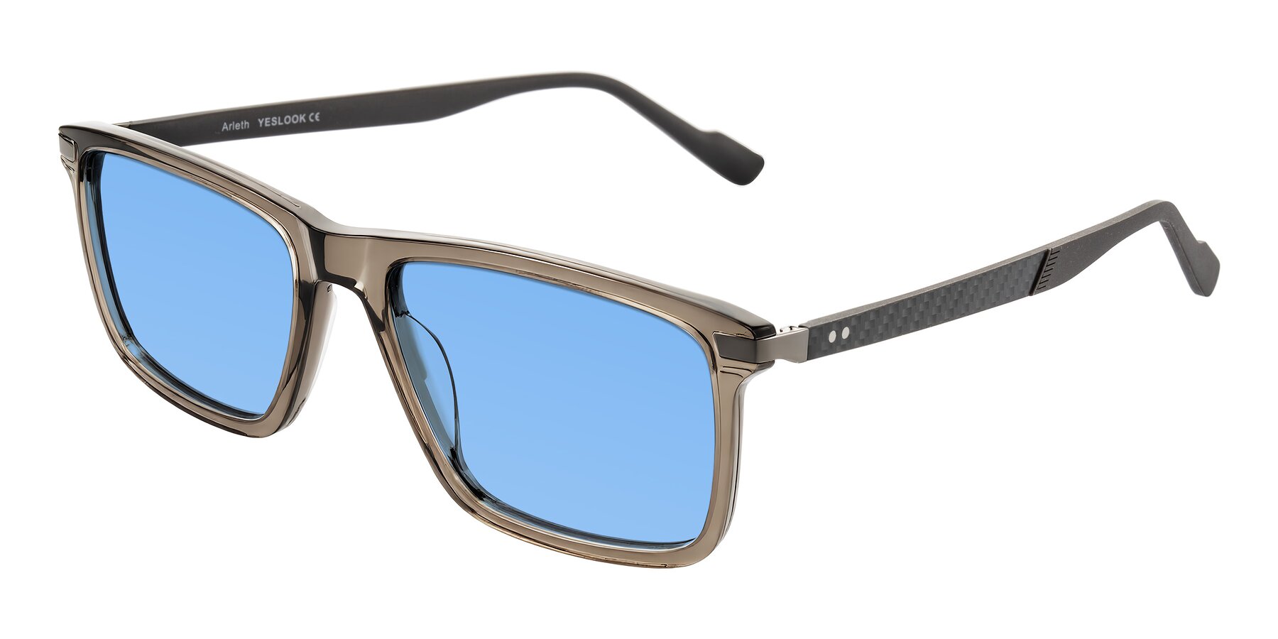 Angle of Arleth in Transparent Brown with Medium Blue Tinted Lenses