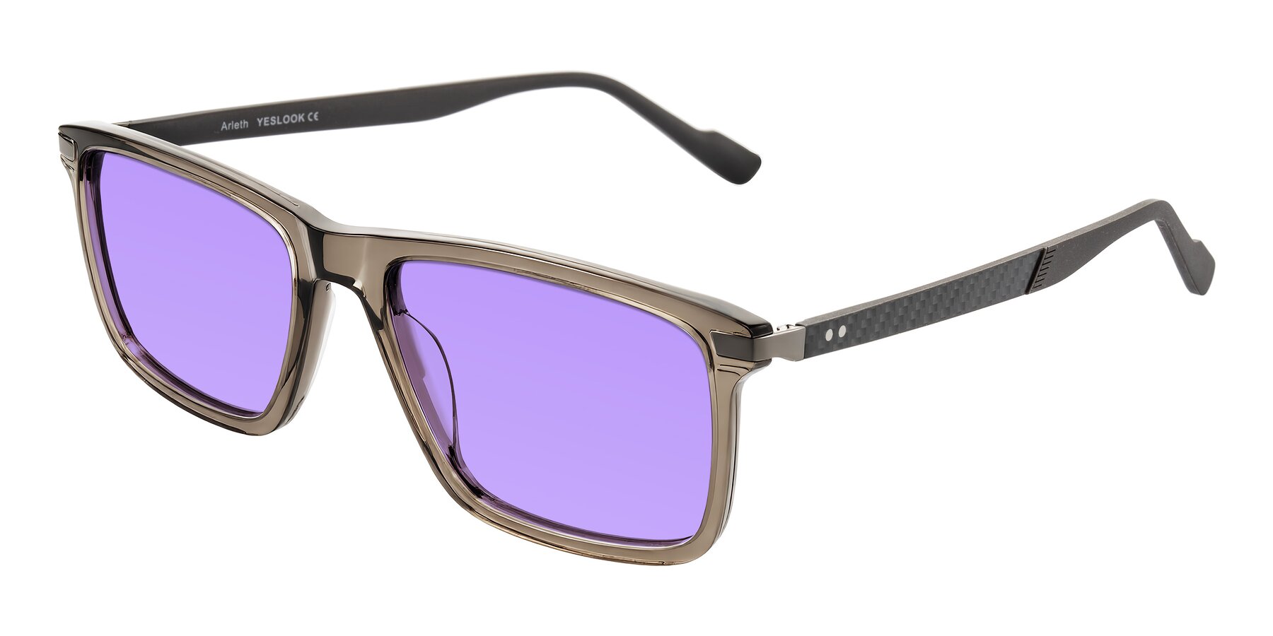 Angle of Arleth in Transparent Brown with Medium Purple Tinted Lenses