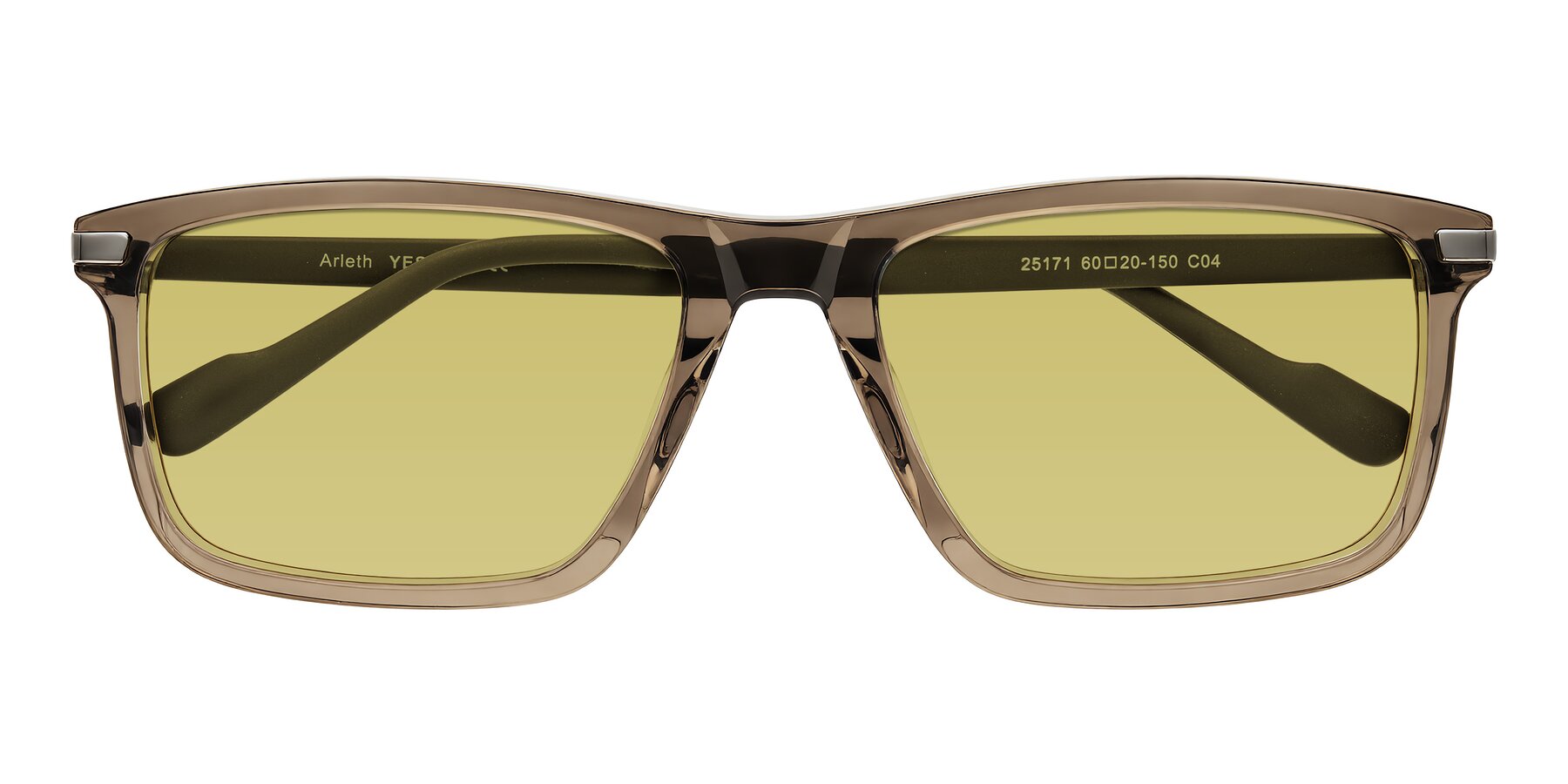 Folded Front of Arleth in Transparent Brown with Medium Champagne Tinted Lenses