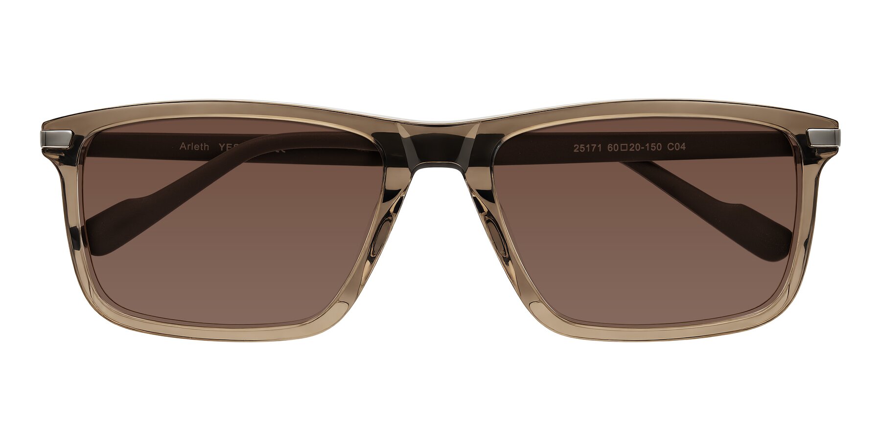 Folded Front of Arleth in Transparent Brown with Brown Tinted Lenses