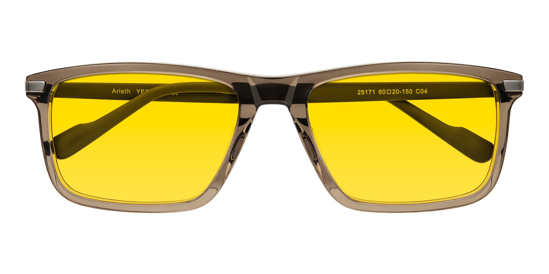 Folded Front of Arleth in Transparent Brown with Yellow Tinted Lenses