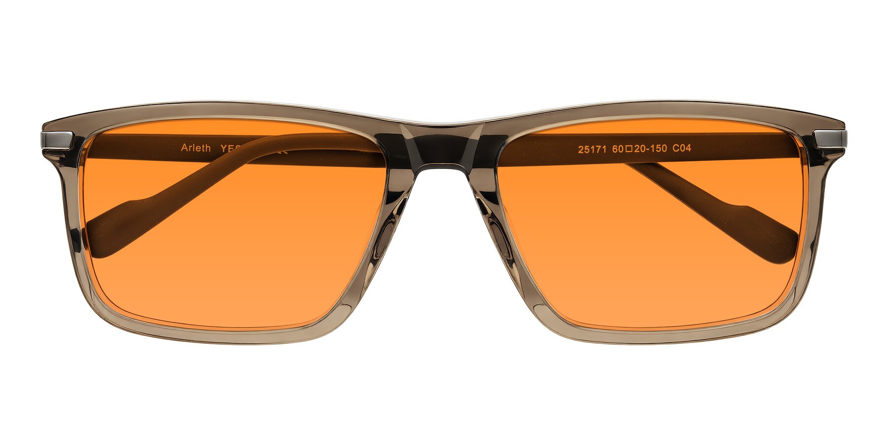 Folded Front of Arleth in Transparent Brown with Orange Tinted Lenses