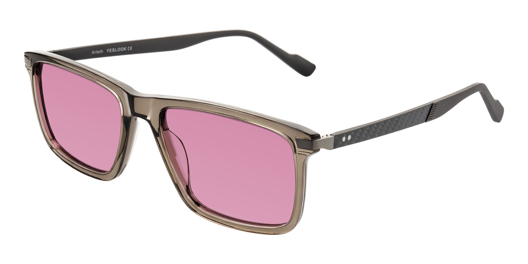 Angle of Arleth in Transparent Brown with Medium Wine Tinted Lenses