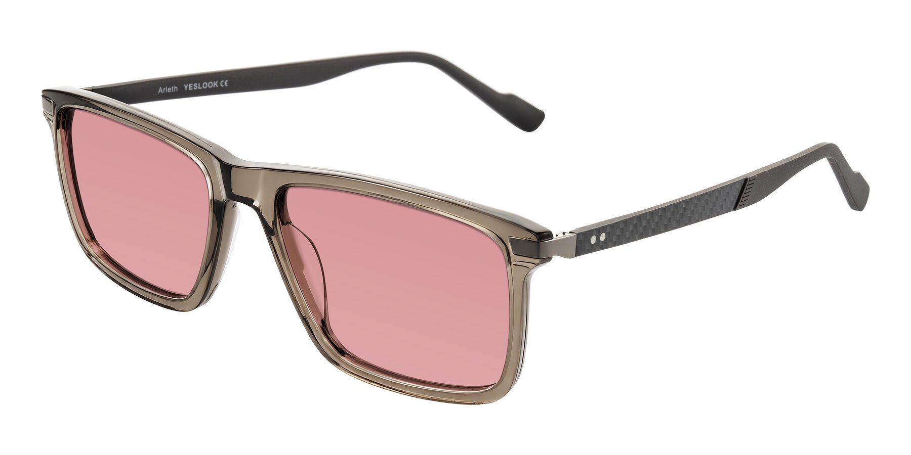 Angle of Arleth in Transparent Brown with Medium Garnet Tinted Lenses