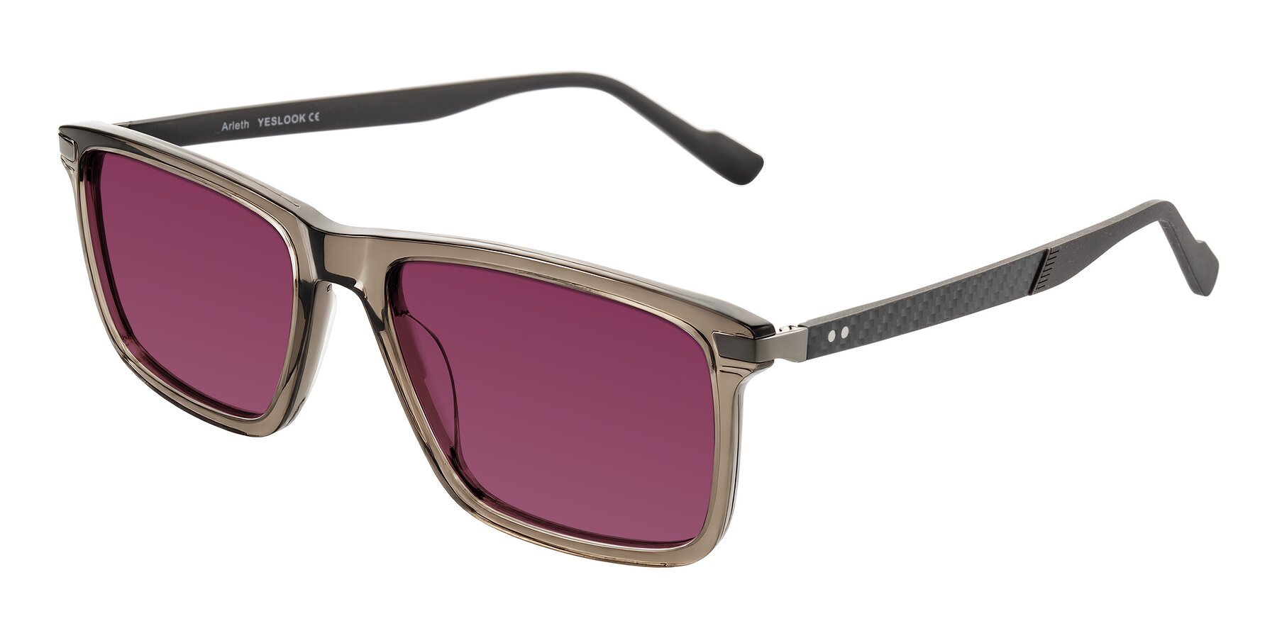 Angle of Arleth in Transparent Brown with Wine Tinted Lenses