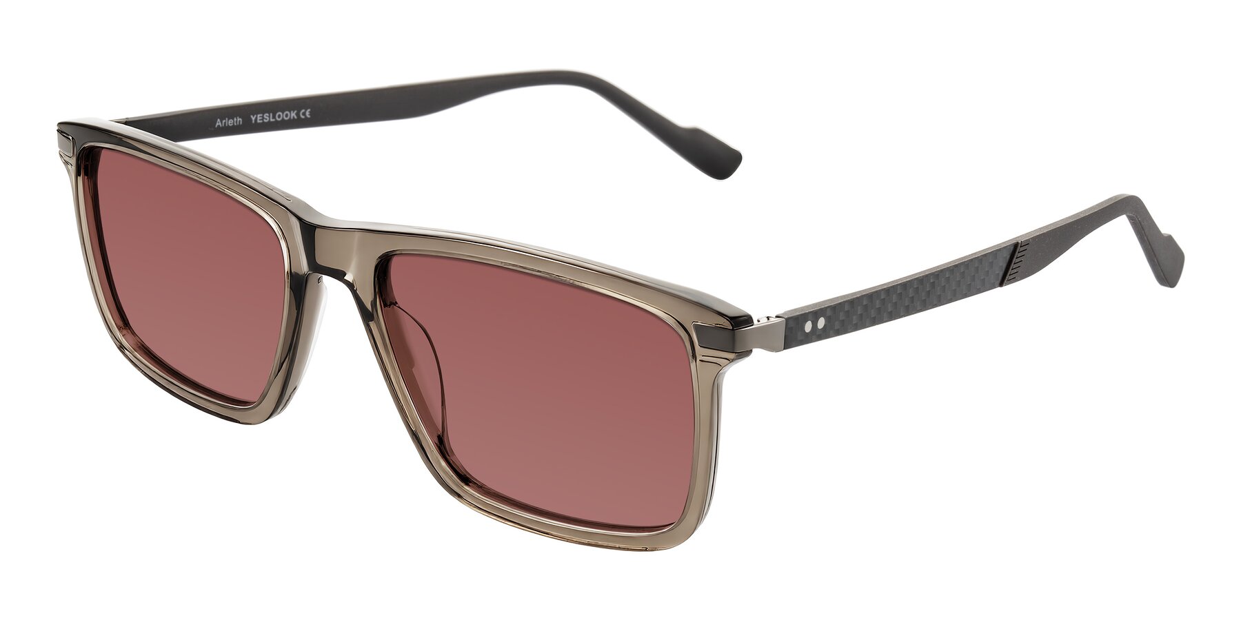 Angle of Arleth in Transparent Brown with Garnet Tinted Lenses