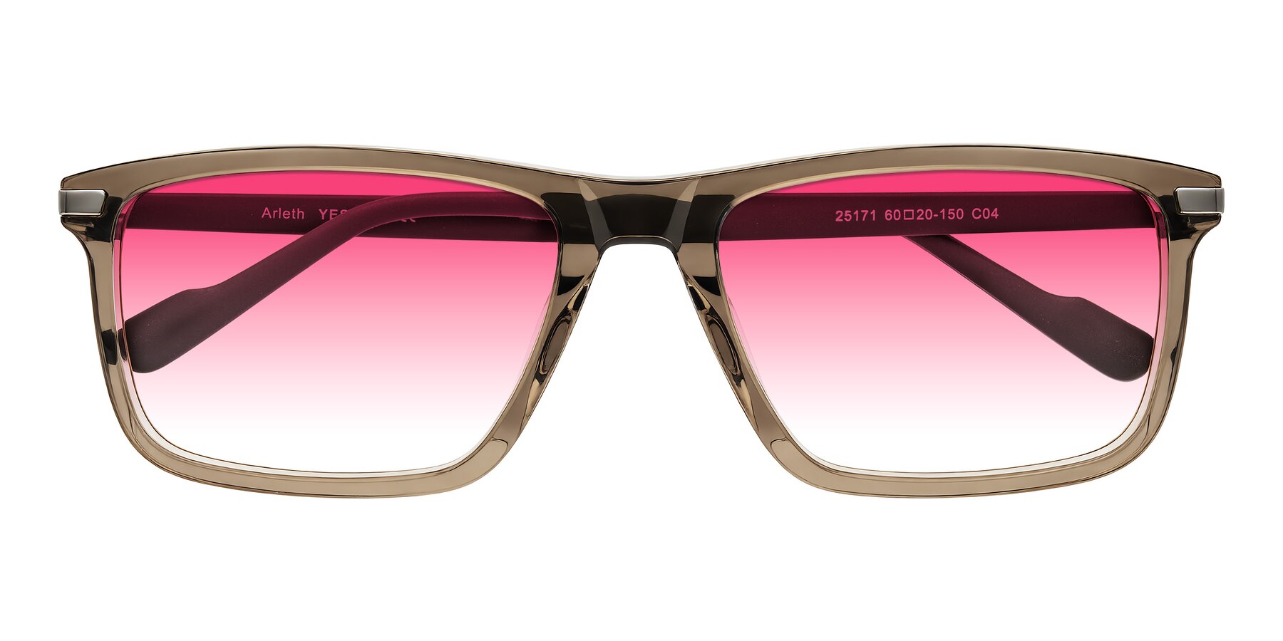 Folded Front of Arleth in Transparent Brown with Pink Gradient Lenses