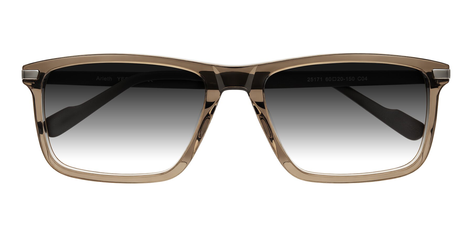 Folded Front of Arleth in Transparent Brown with Gray Gradient Lenses