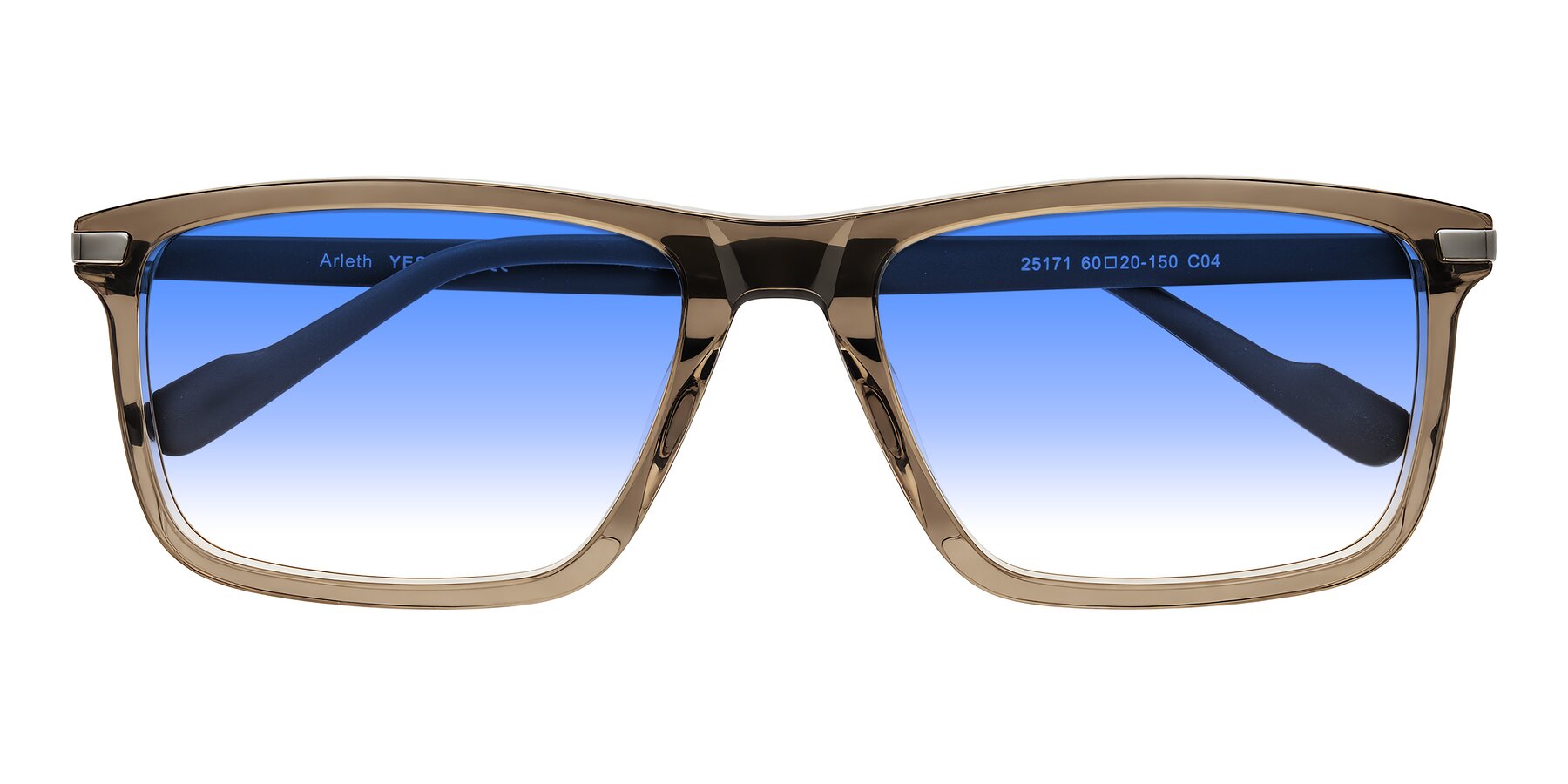Folded Front of Arleth in Transparent Brown with Blue Gradient Lenses