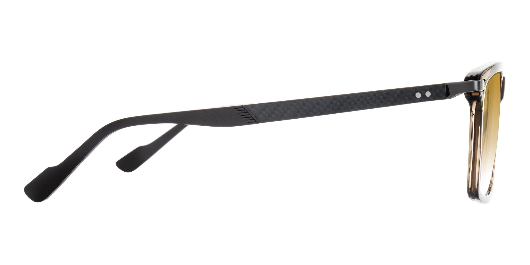 Side of Arleth in Transparent Brown with Champagne Gradient Lenses