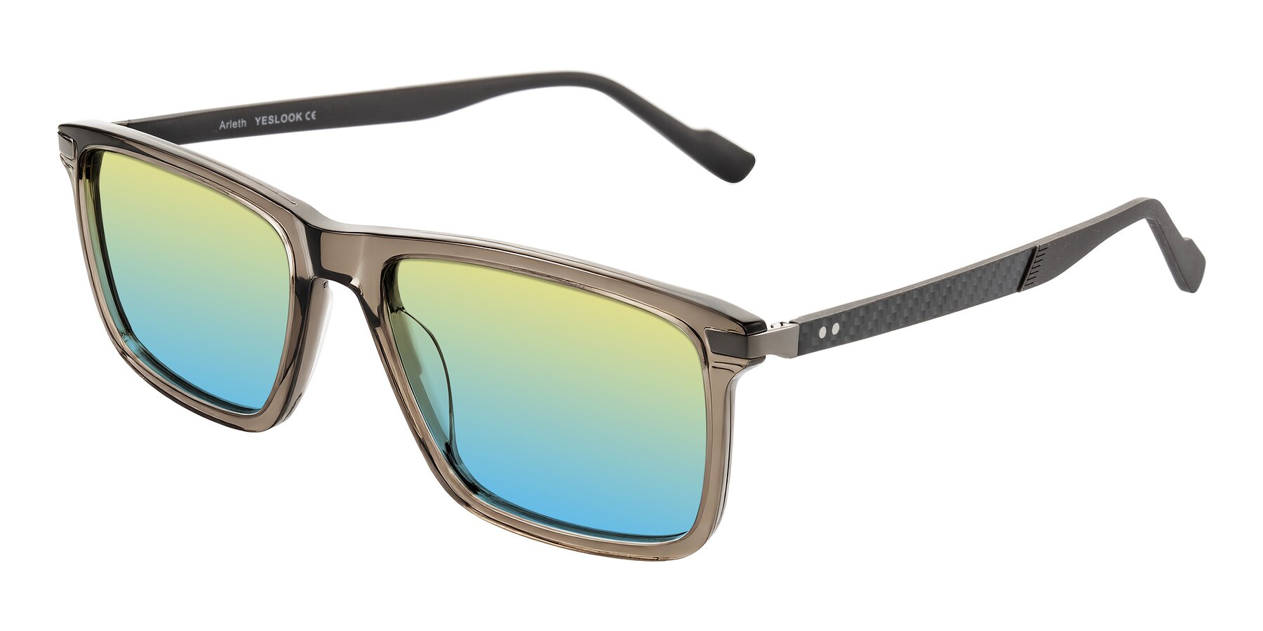 Angle of Arleth in Transparent Brown with Yellow / Blue Gradient Lenses