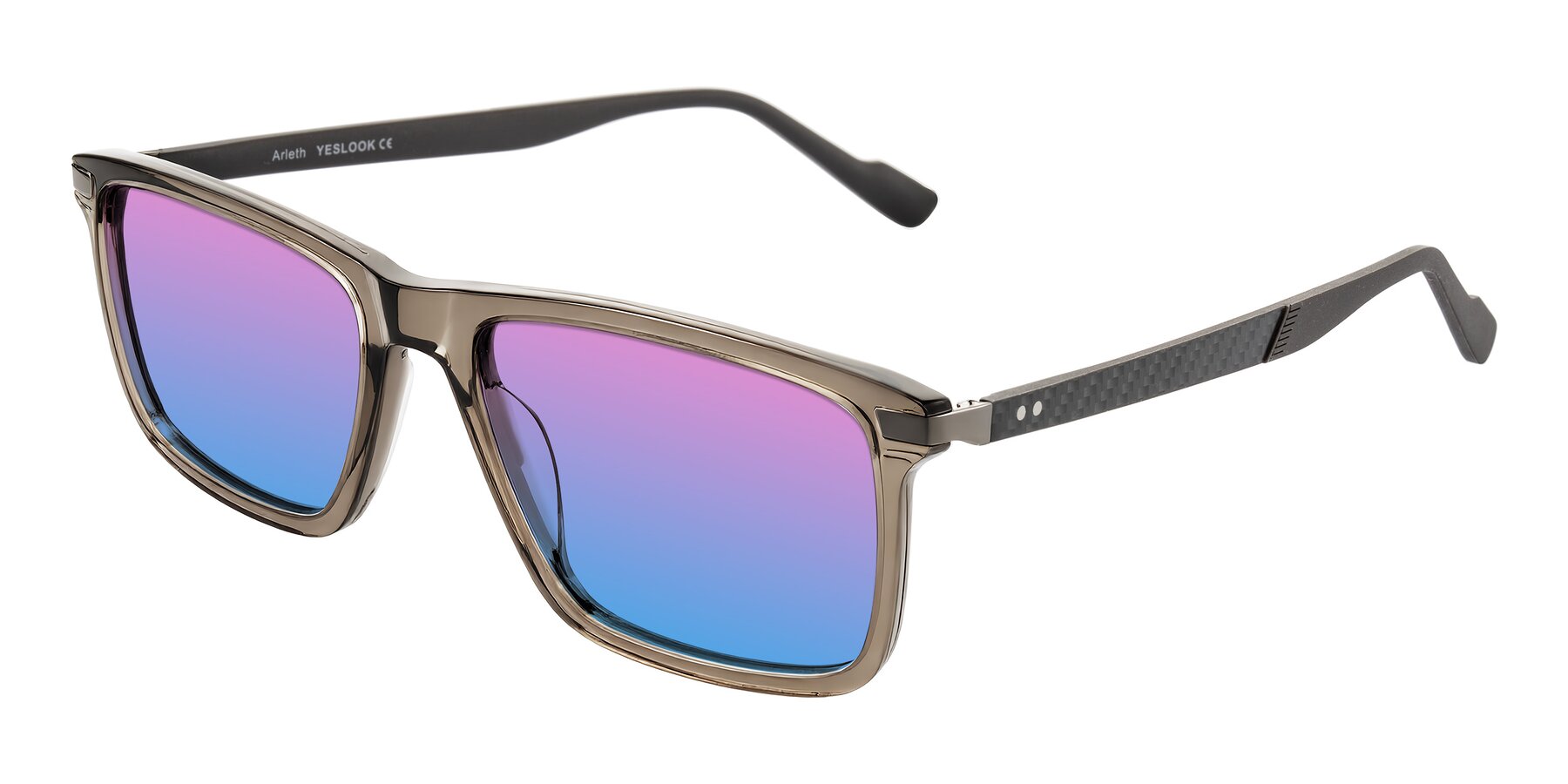 Angle of Arleth in Transparent Brown with Pink / Blue Gradient Lenses