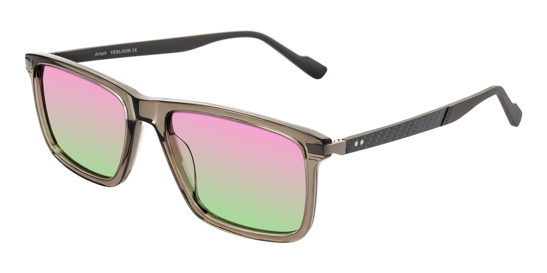 Angle of Arleth in Transparent Brown with Pink / Green Gradient Lenses