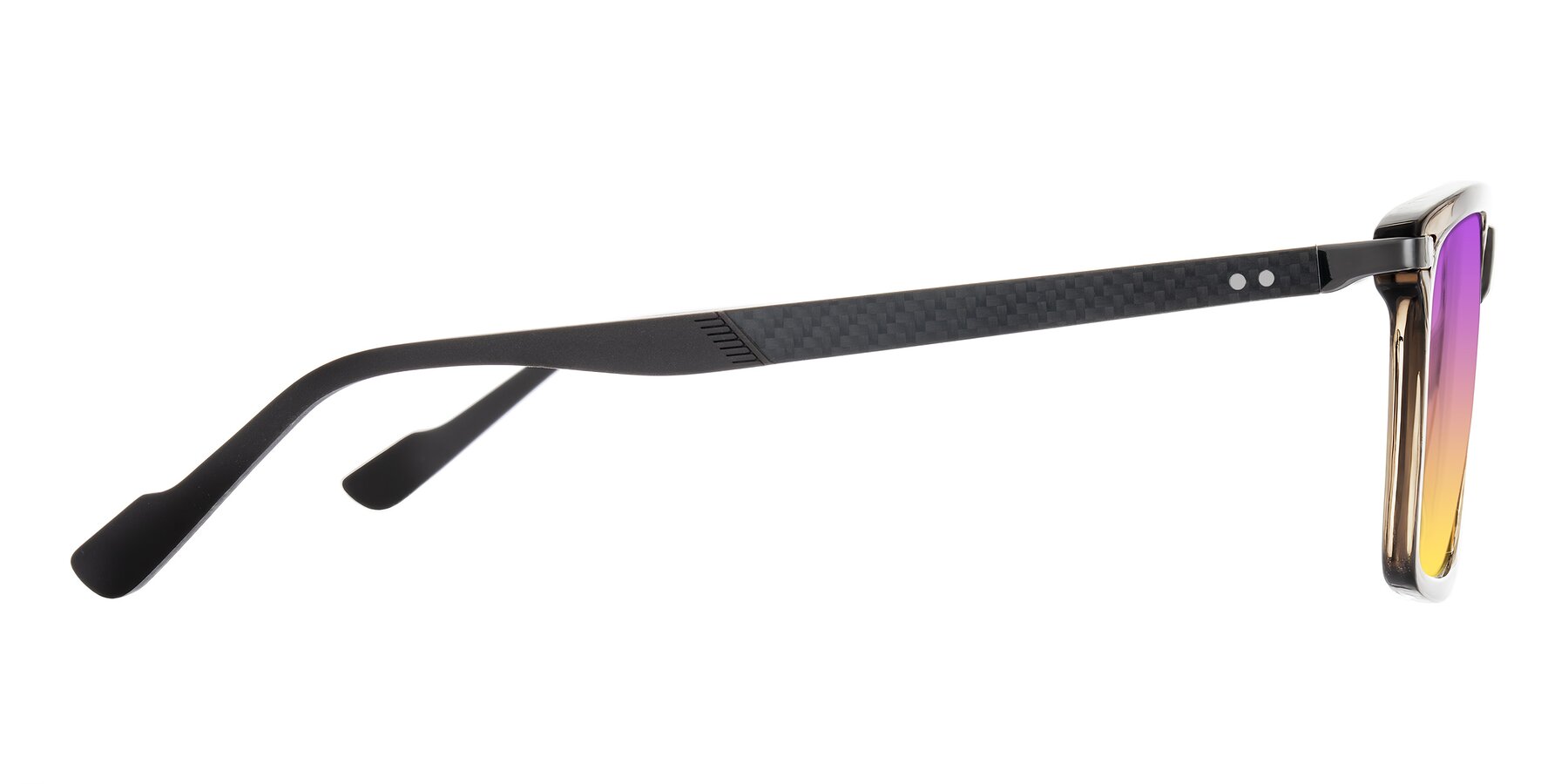 Side of Arleth in Transparent Brown with Purple / Yellow Gradient Lenses