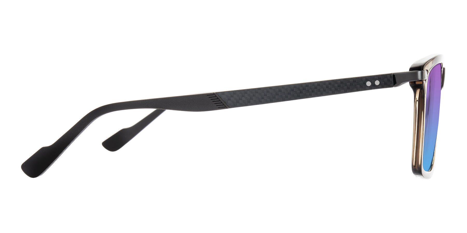 Side of Arleth in Transparent Brown with Purple / Blue Gradient Lenses