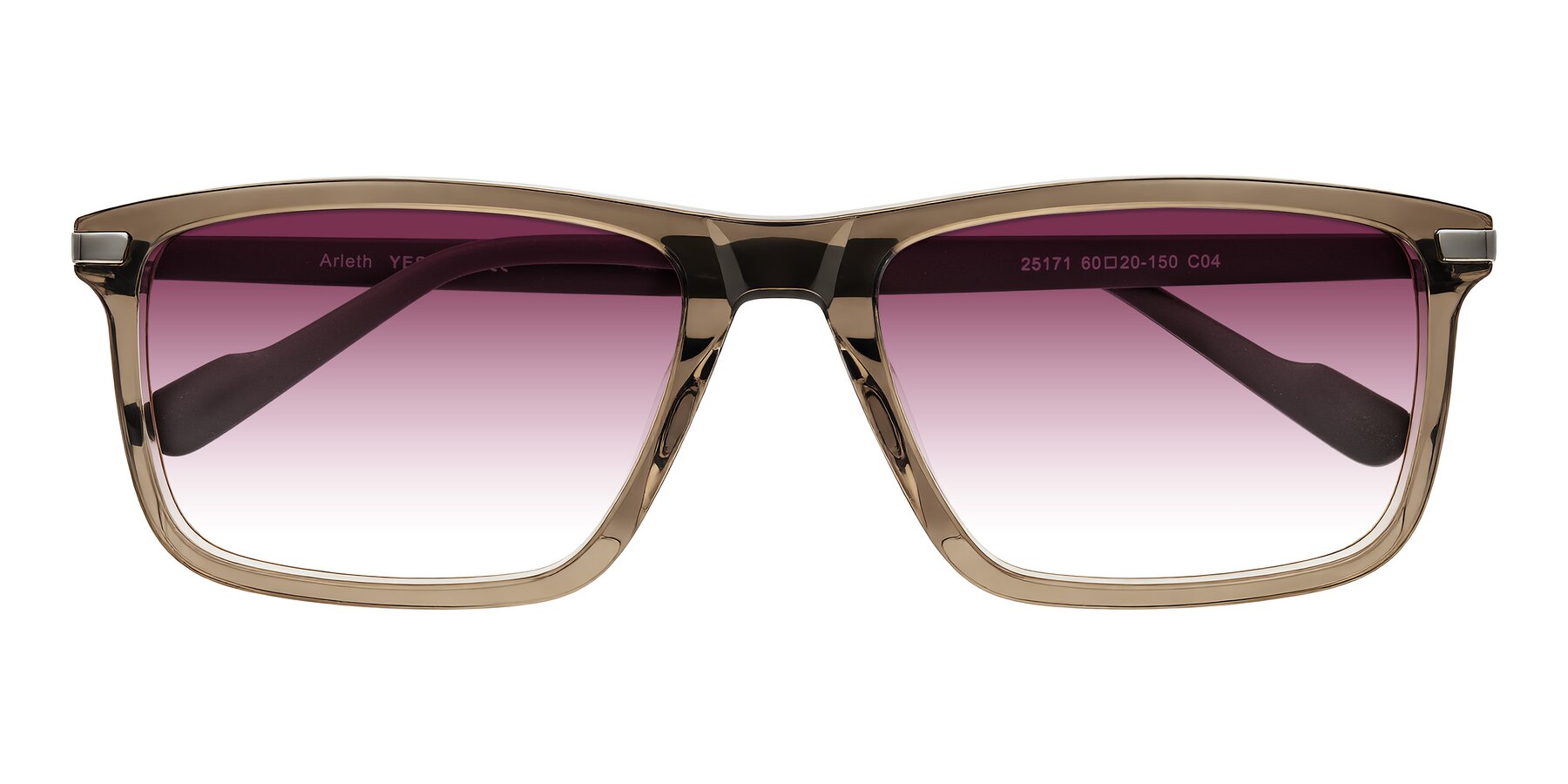 Folded Front of Arleth in Transparent Brown with Wine Gradient Lenses