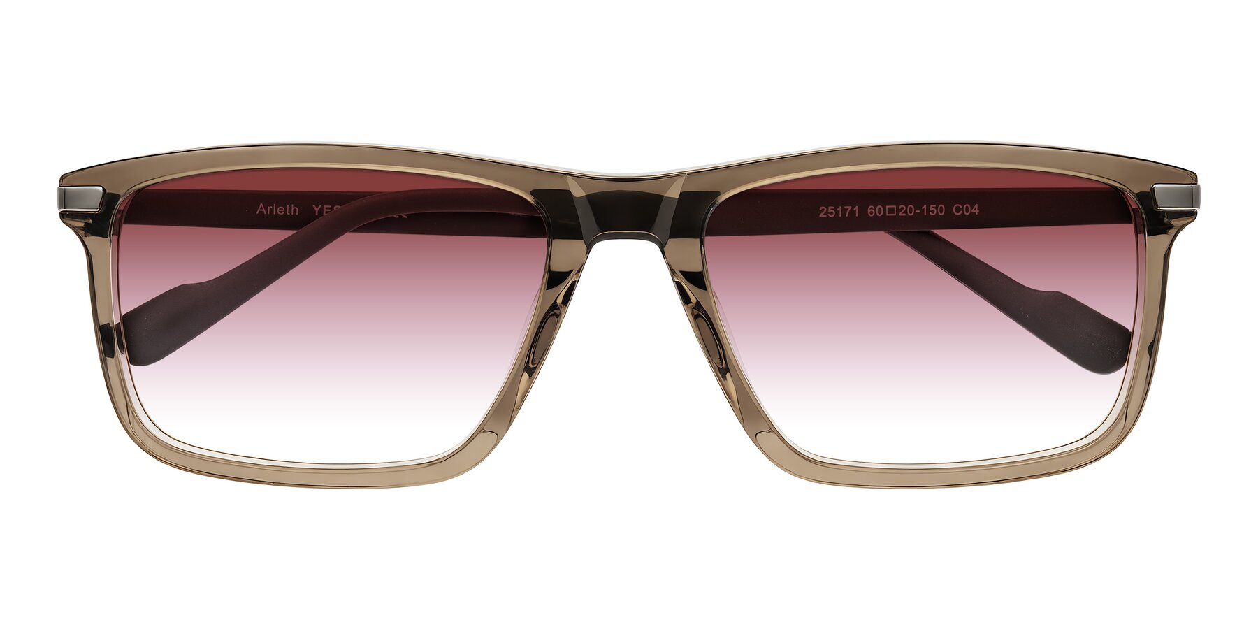 Folded Front of Arleth in Transparent Brown with Garnet Gradient Lenses