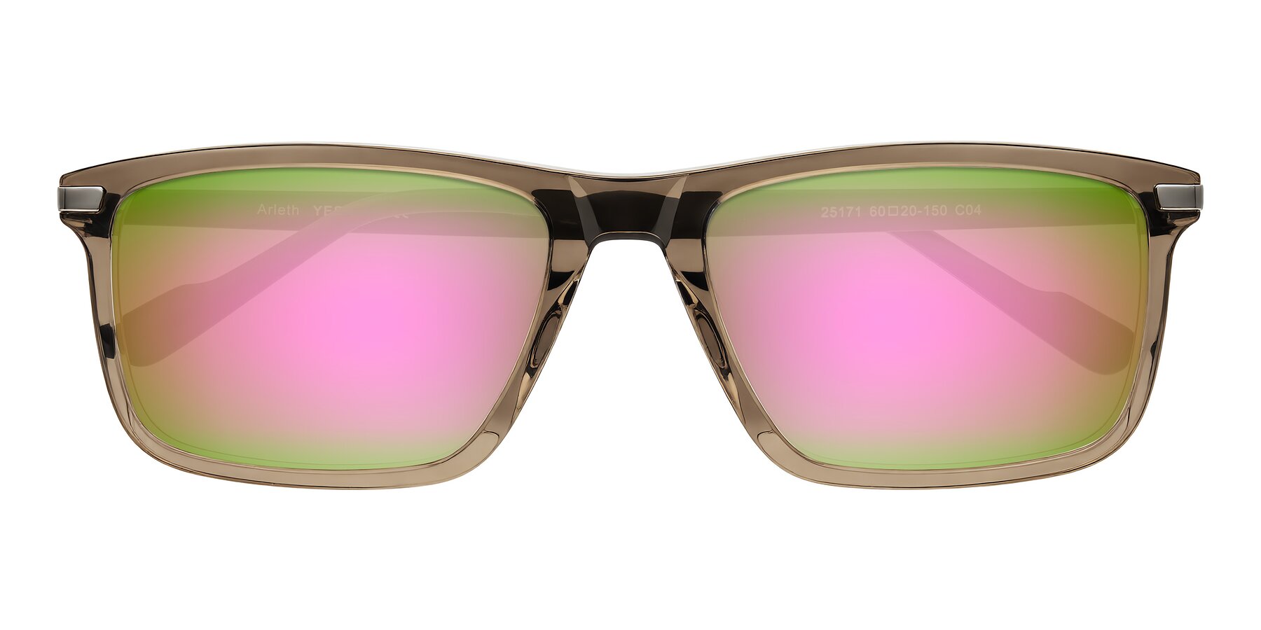 Folded Front of Arleth in Transparent Brown with Pink Mirrored Lenses