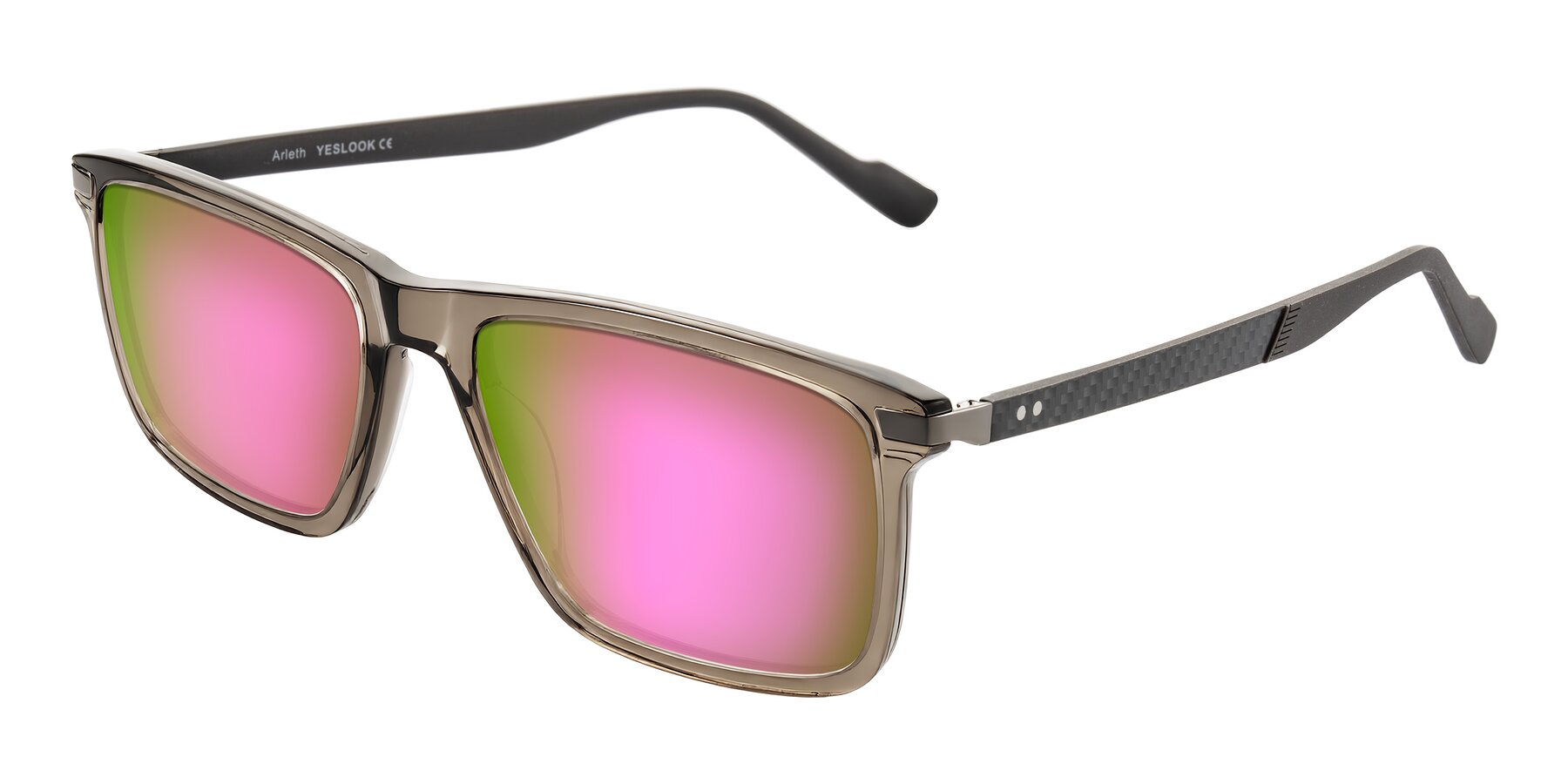 Angle of Arleth in Transparent Brown with Pink Mirrored Lenses