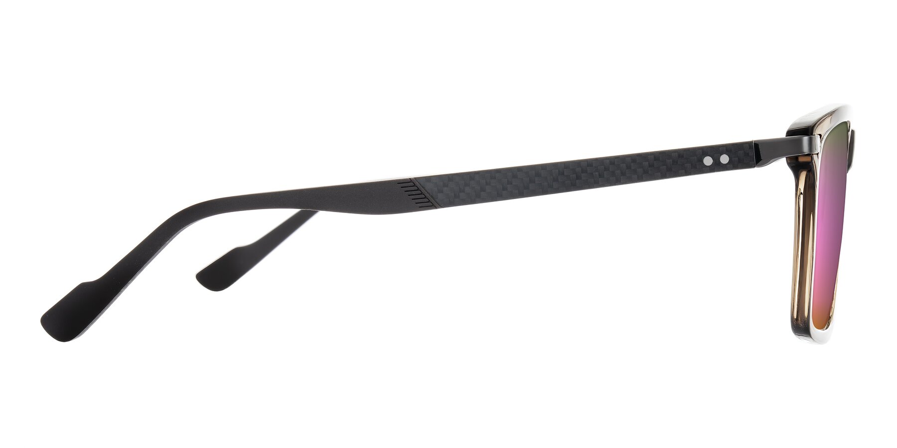 Side of Arleth in Transparent Brown with Pink Mirrored Lenses