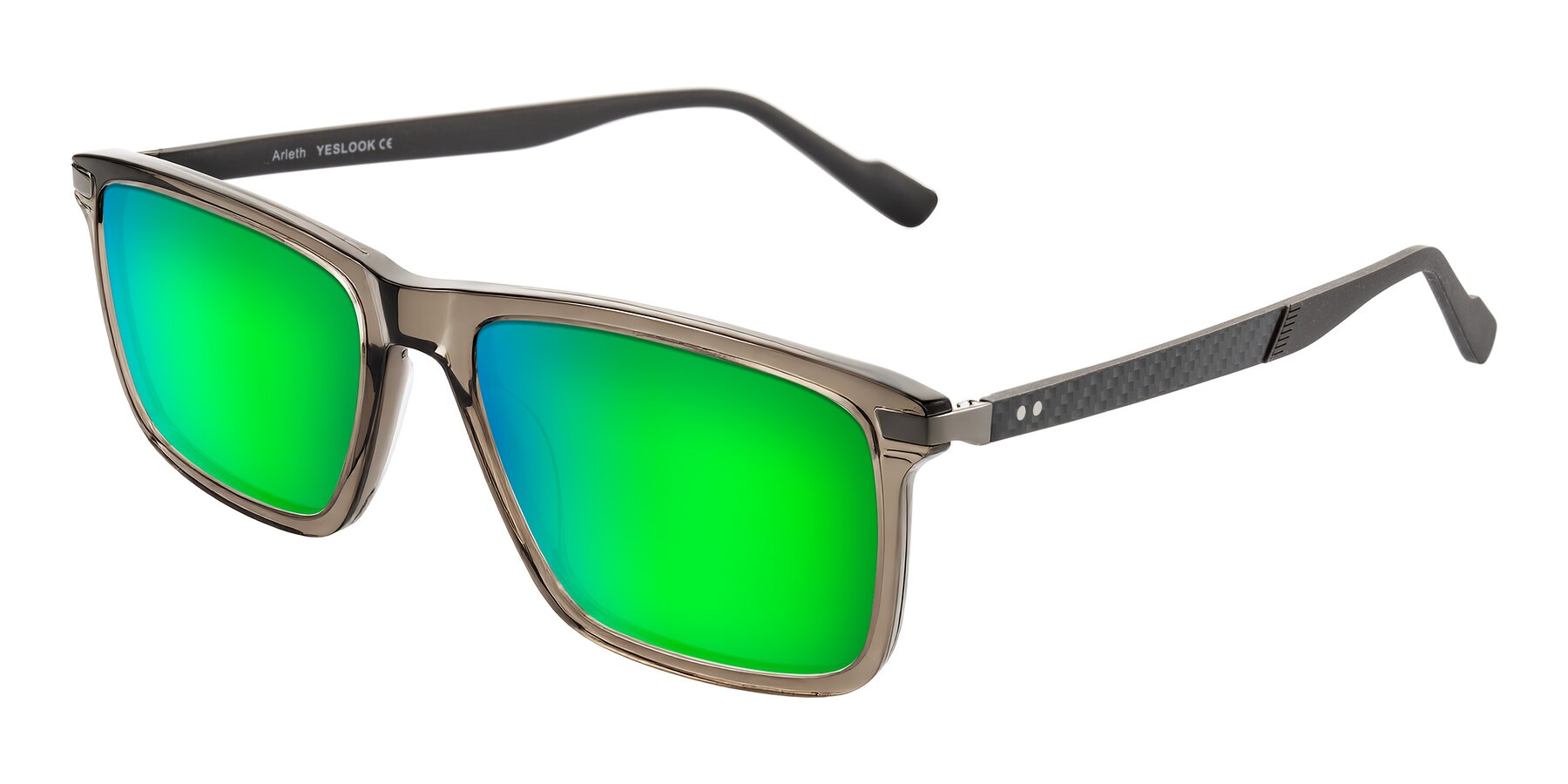 Angle of Arleth in Transparent Brown with Green Mirrored Lenses