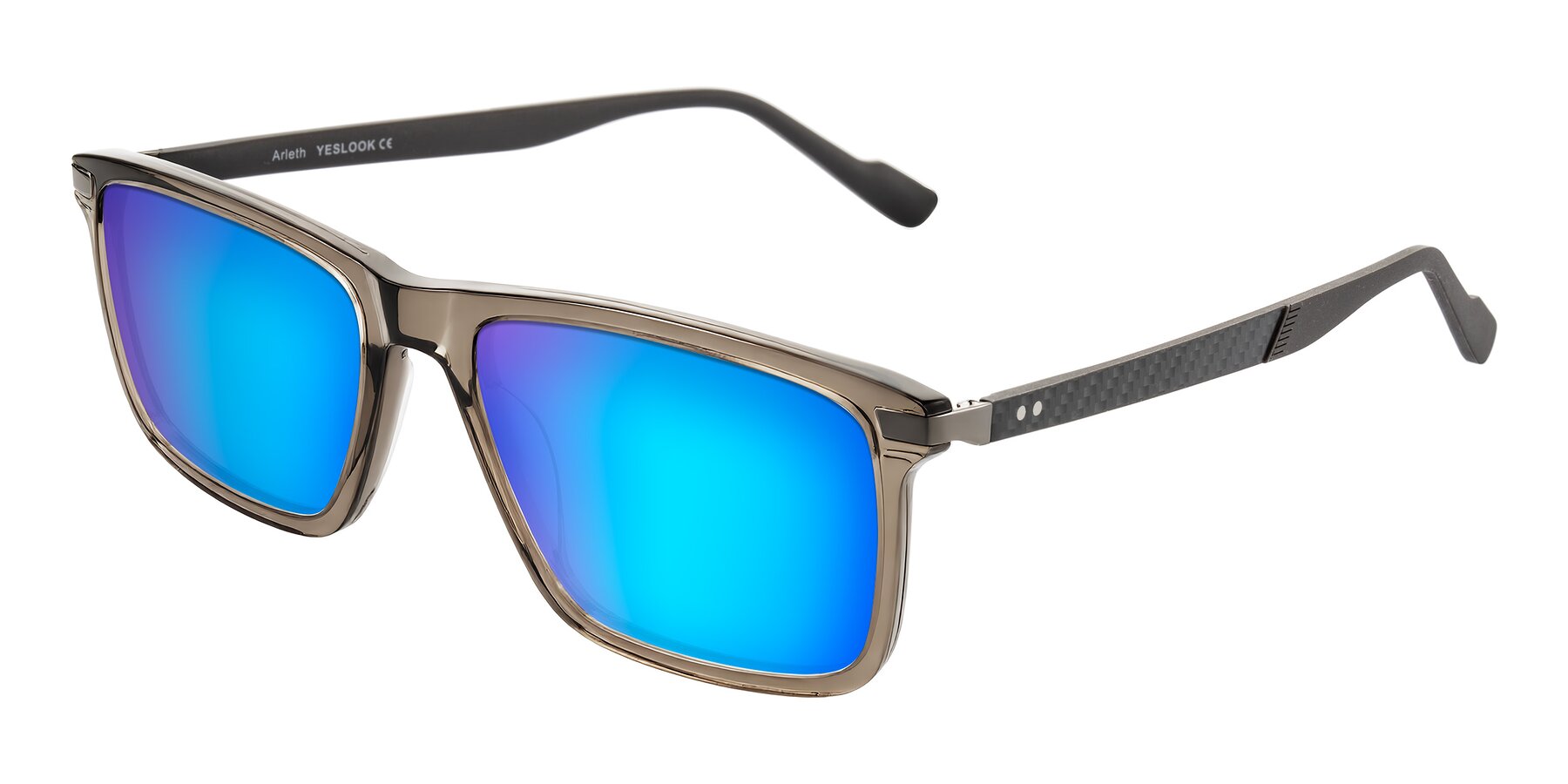 Angle of Arleth in Transparent Brown with Blue Mirrored Lenses