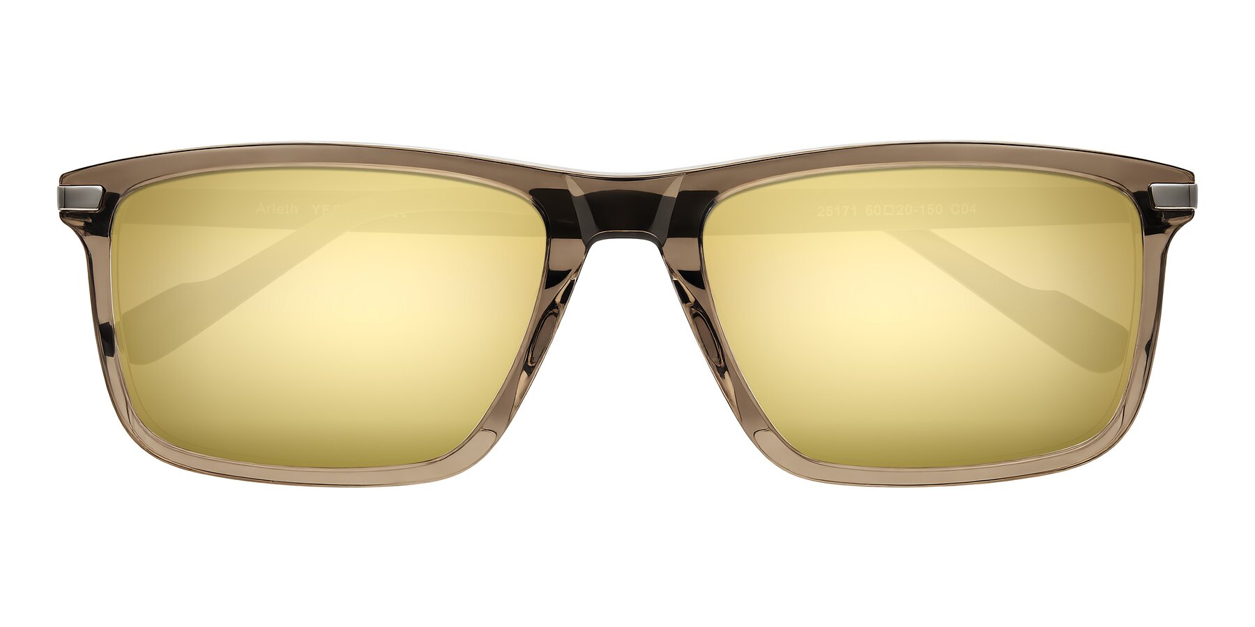 Folded Front of Arleth in Transparent Brown with Gold Mirrored Lenses