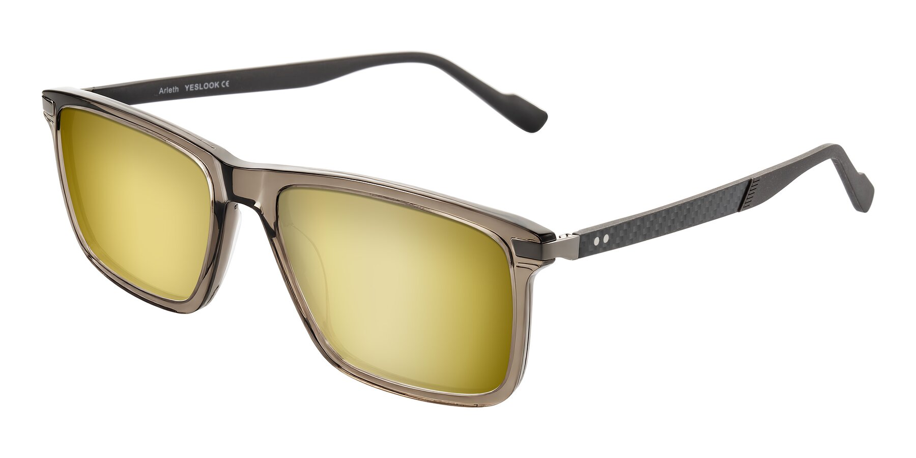 Angle of Arleth in Transparent Brown with Gold Mirrored Lenses