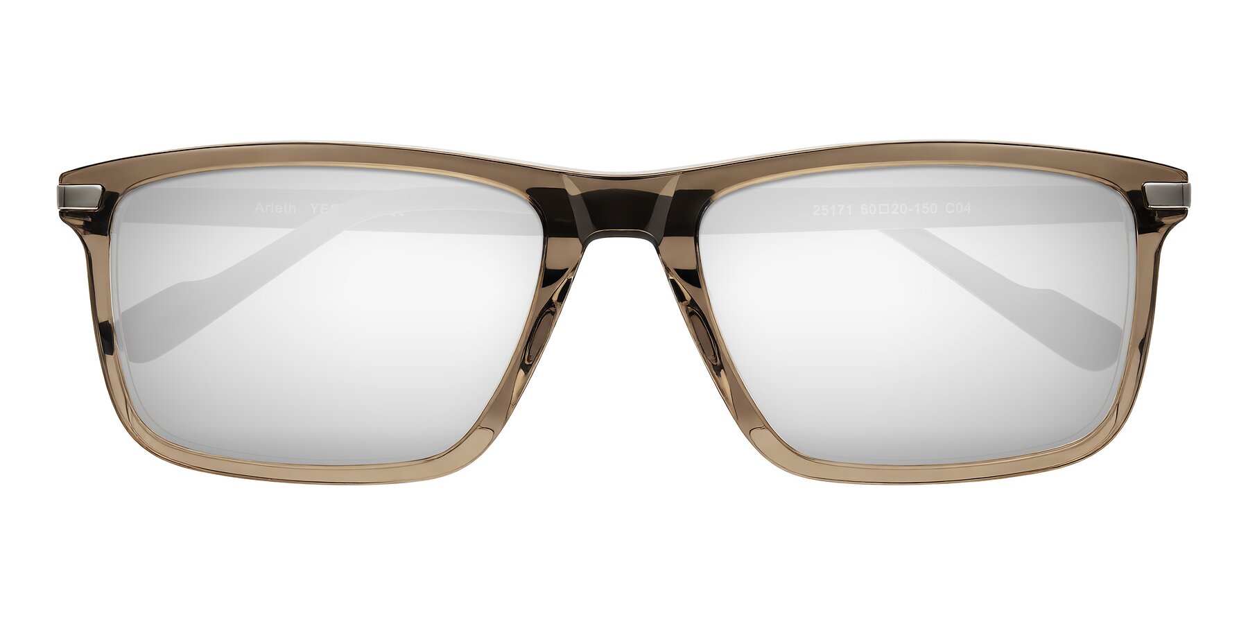 Folded Front of Arleth in Transparent Brown with Silver Mirrored Lenses