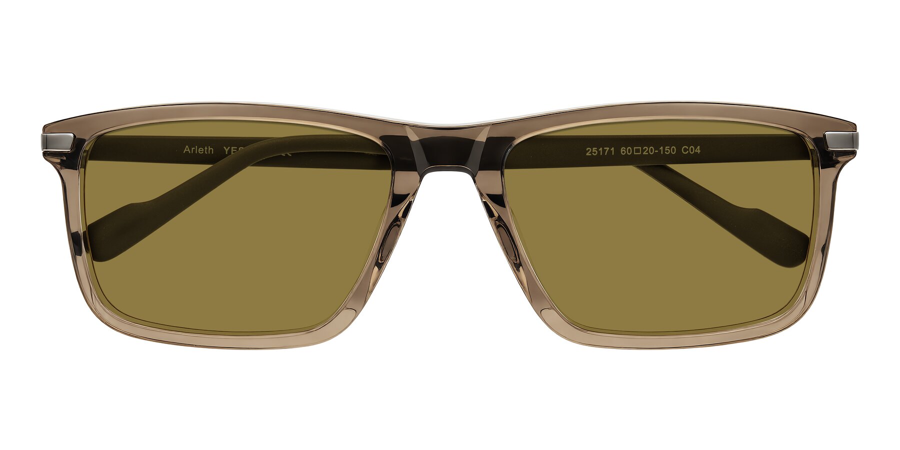 Folded Front of Arleth in Transparent Brown with Brown Polarized Lenses