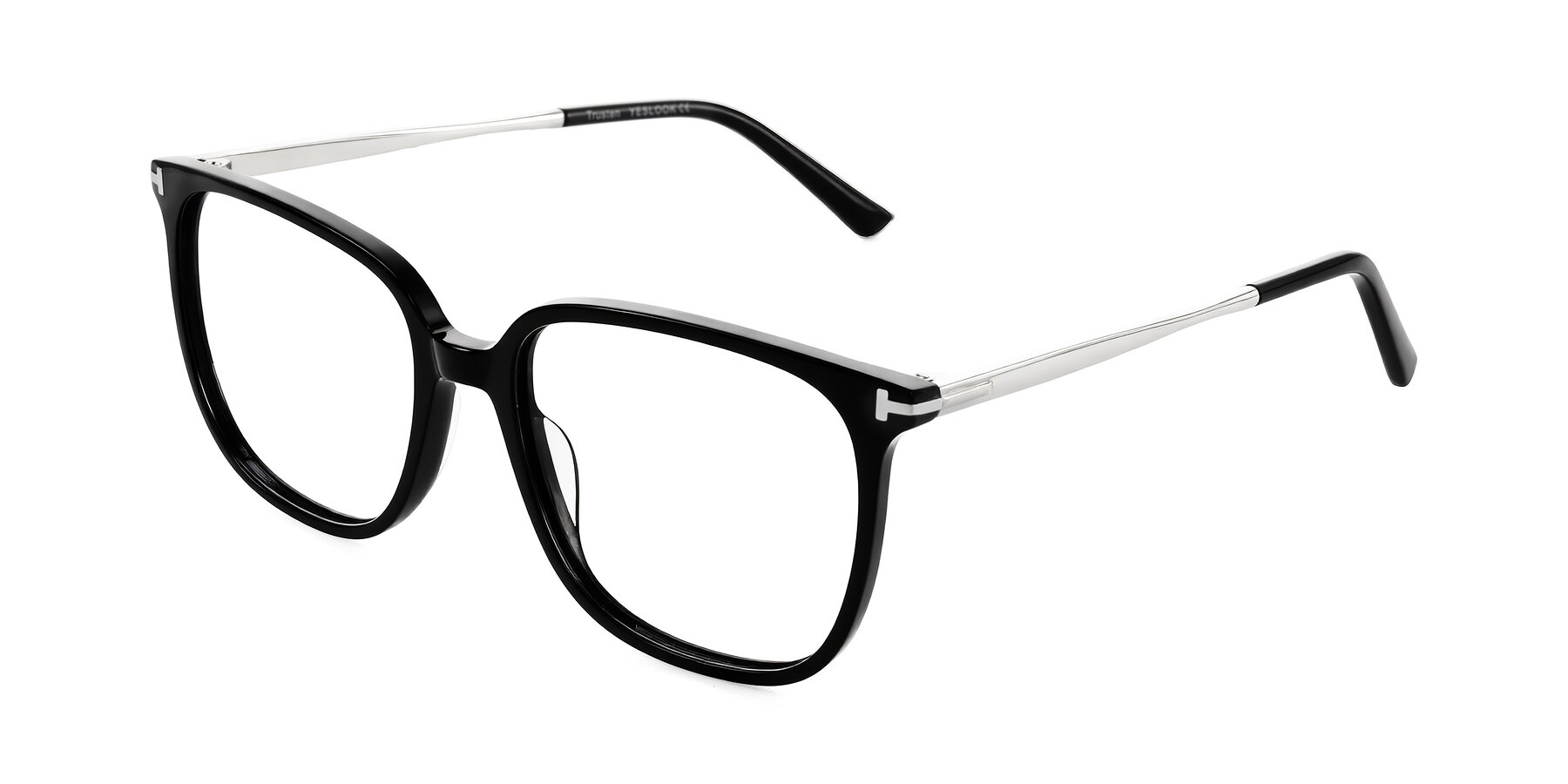 Angle of Trusten in Black with Clear Blue Light Blocking Lenses