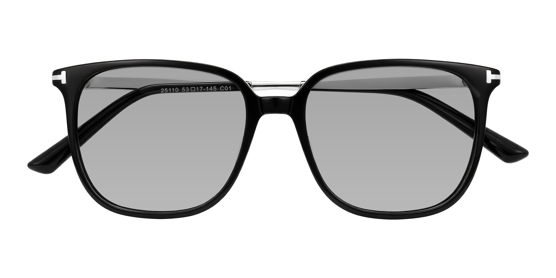 Folded Front of Trusten in Black with Light Gray Tinted Lenses
