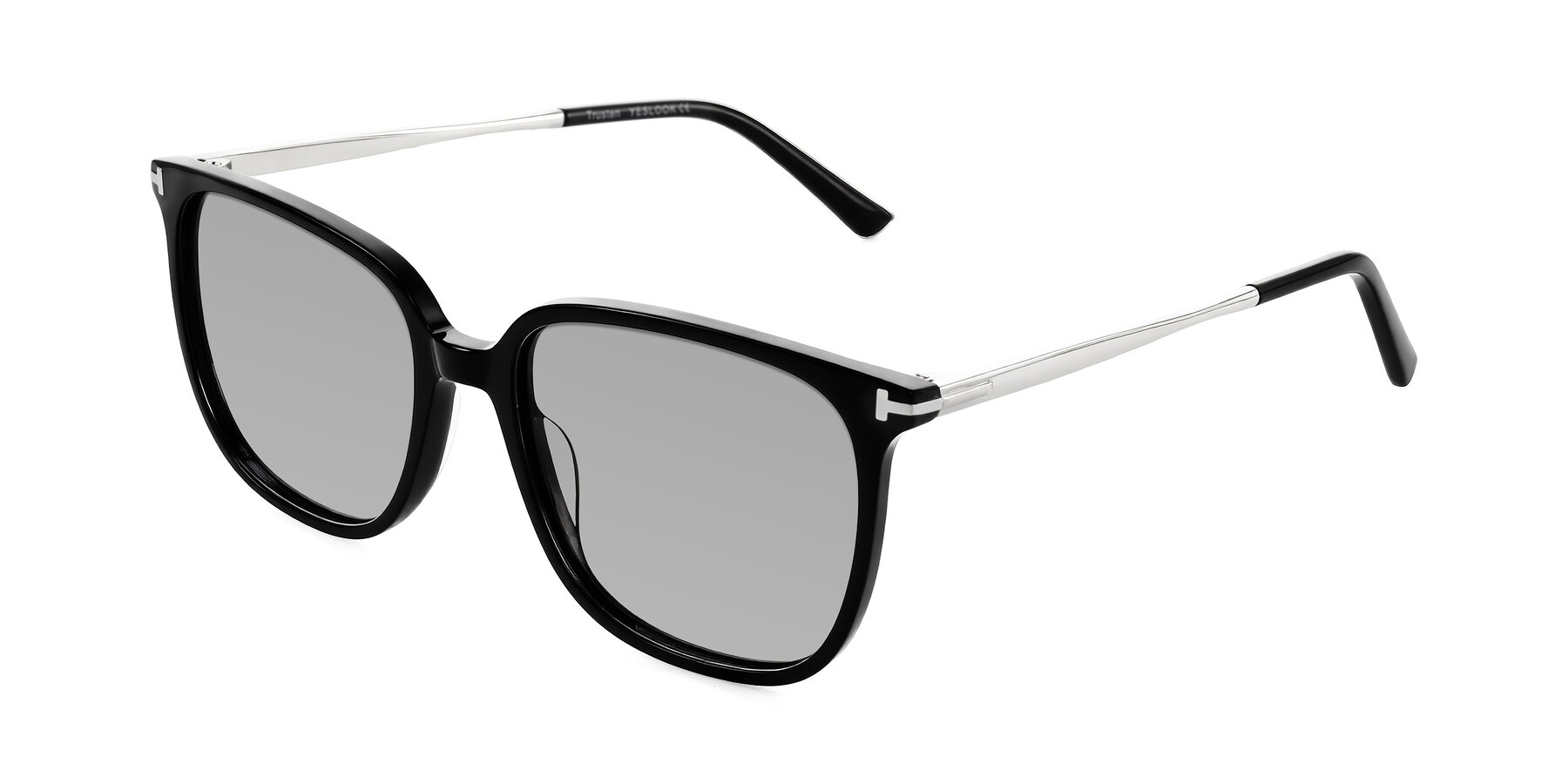 Angle of Trusten in Black with Light Gray Tinted Lenses