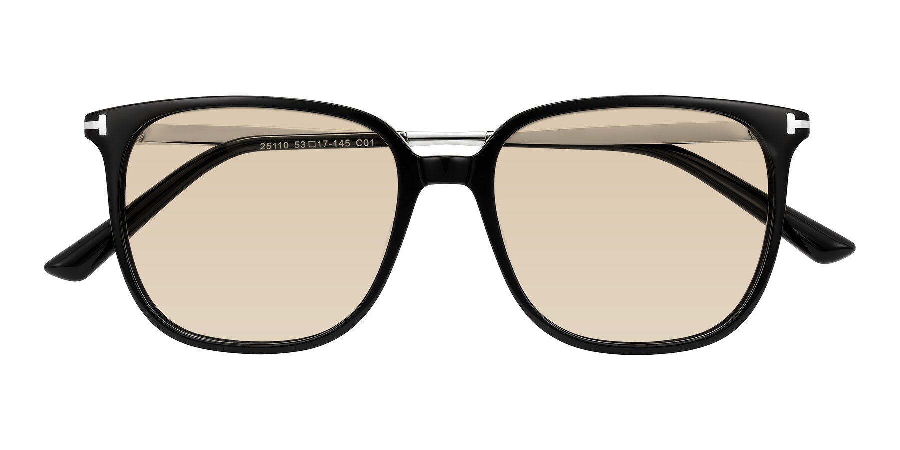 Folded Front of Trusten in Black with Light Brown Tinted Lenses