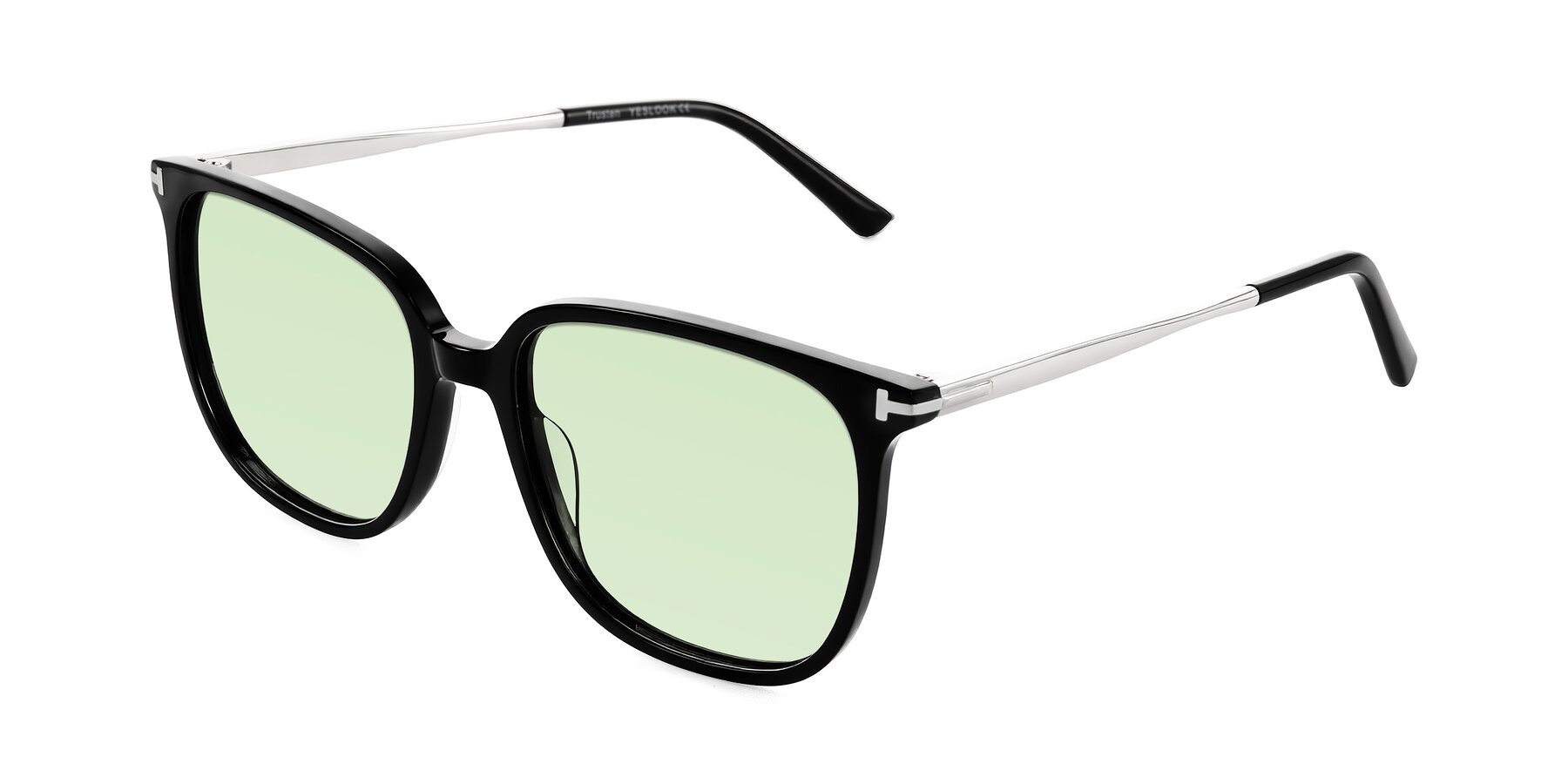 Angle of Trusten in Black with Light Green Tinted Lenses