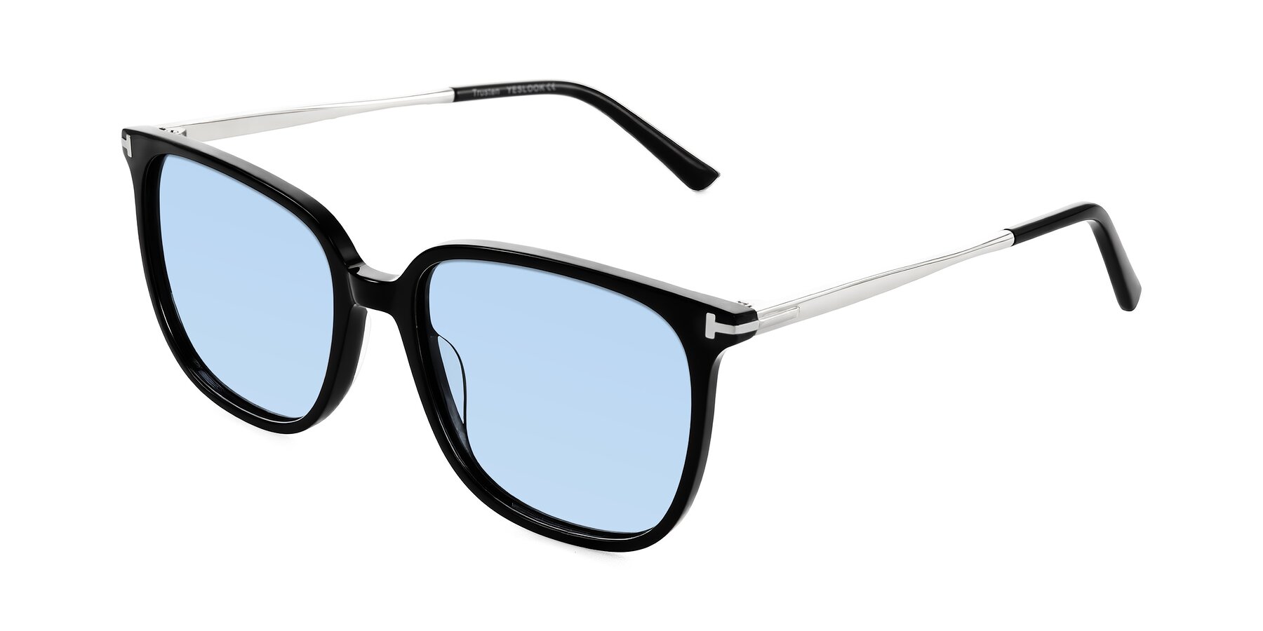 Angle of Trusten in Black with Light Blue Tinted Lenses