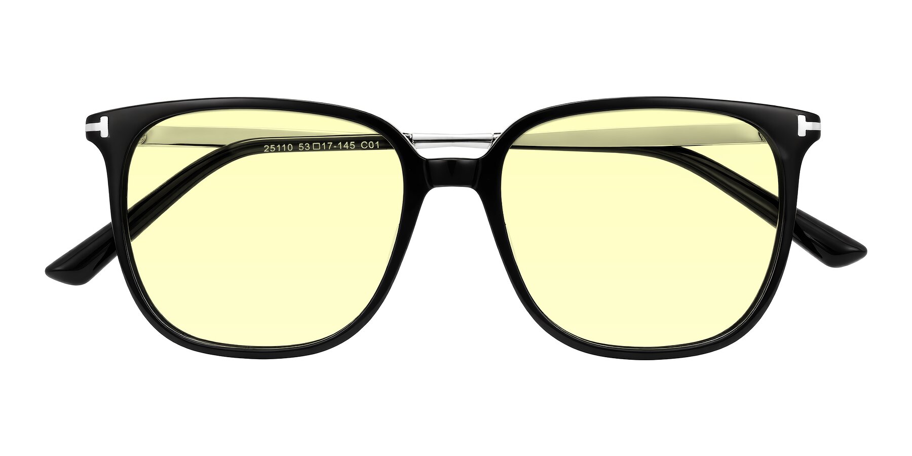 Folded Front of Trusten in Black with Light Yellow Tinted Lenses