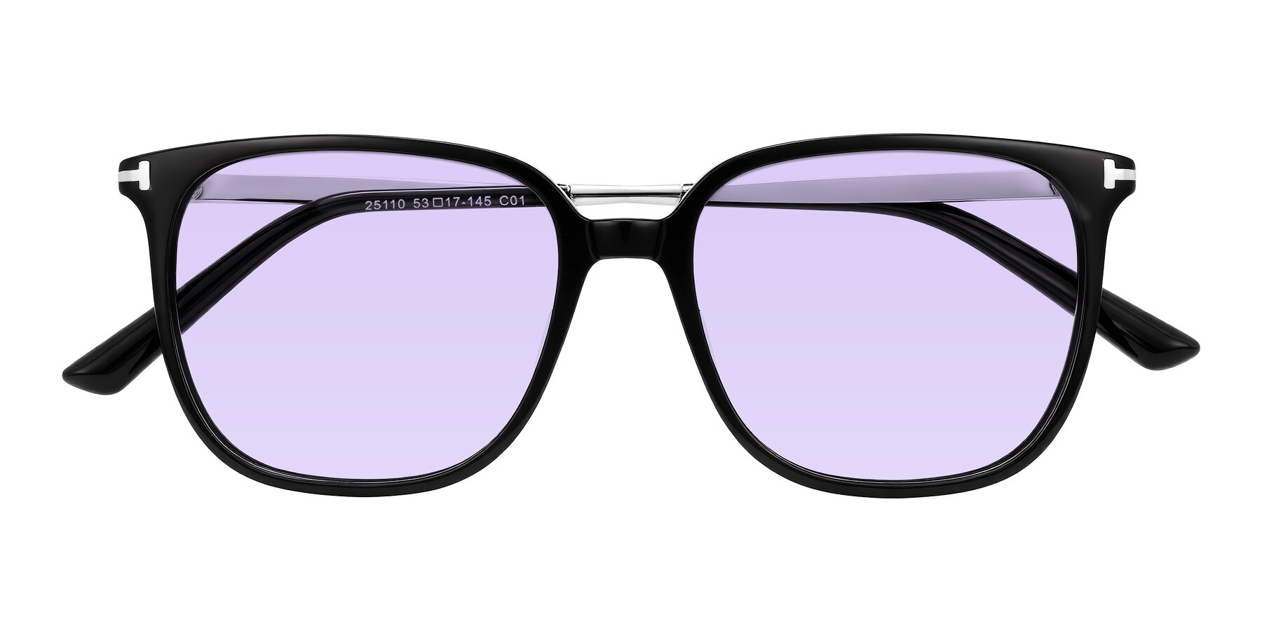 Folded Front of Trusten in Black with Light Purple Tinted Lenses