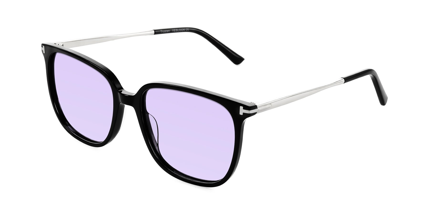 Angle of Trusten in Black with Light Purple Tinted Lenses