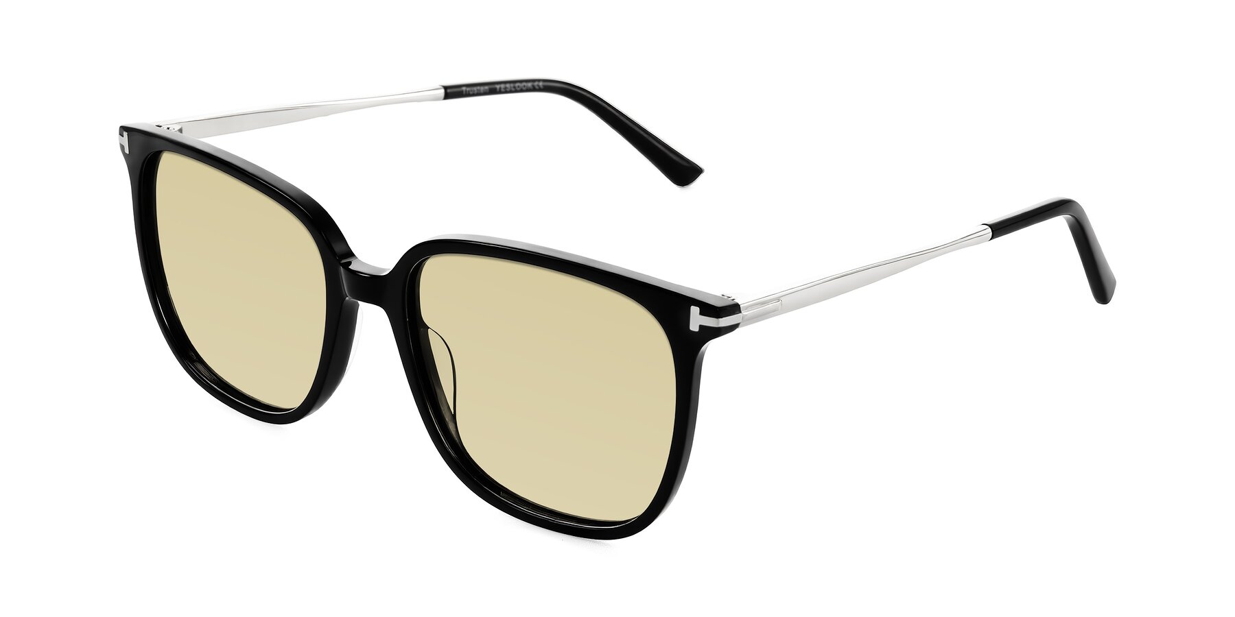 Angle of Trusten in Black with Light Champagne Tinted Lenses