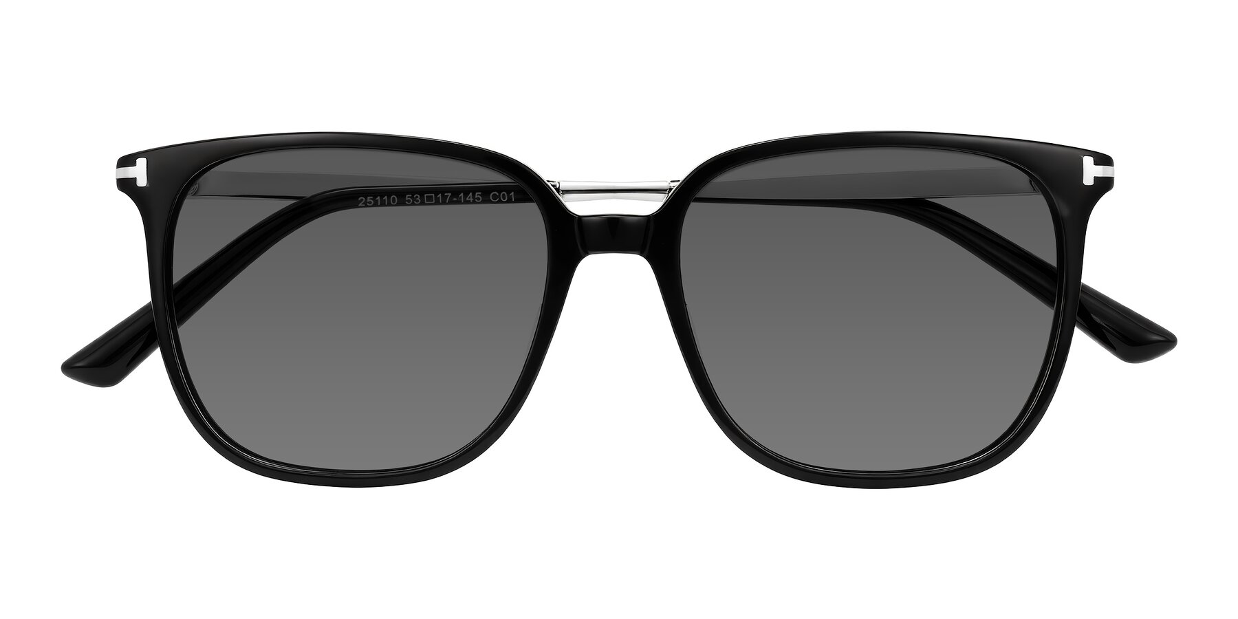 Folded Front of Trusten in Black with Medium Gray Tinted Lenses