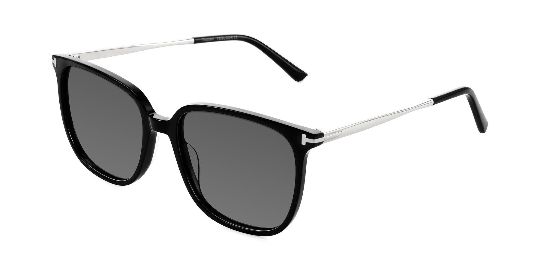 Angle of Trusten in Black with Medium Gray Tinted Lenses