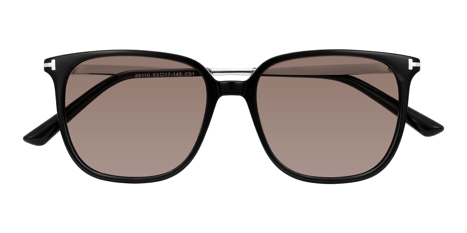 Folded Front of Trusten in Black with Medium Brown Tinted Lenses