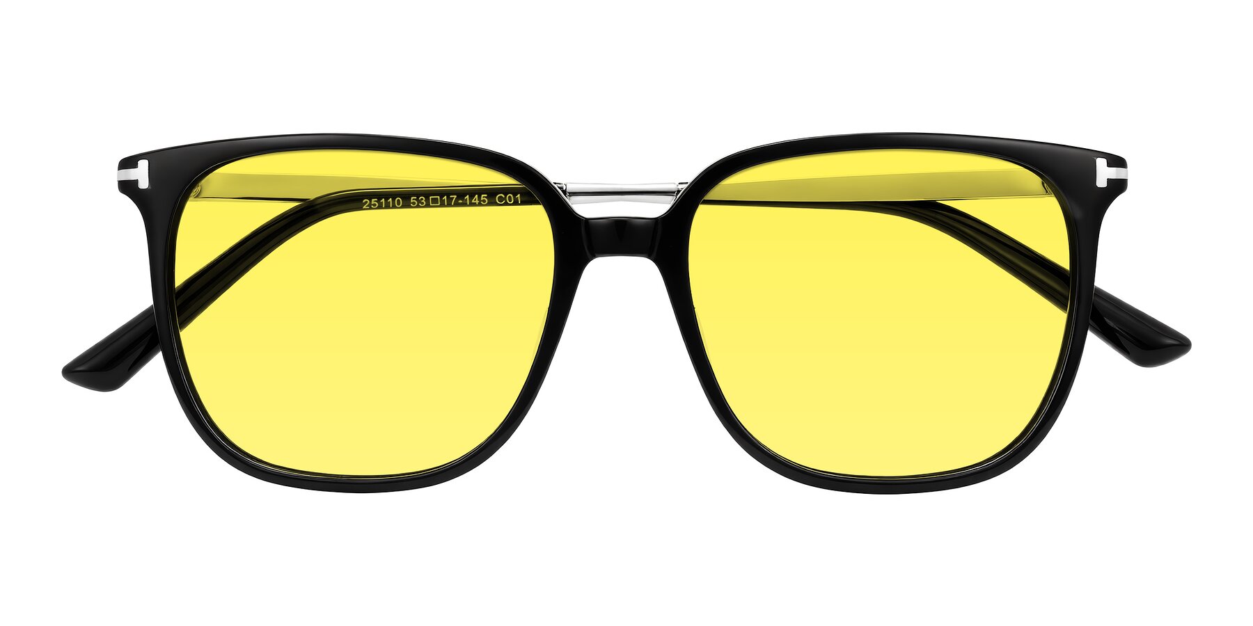 Folded Front of Trusten in Black with Medium Yellow Tinted Lenses