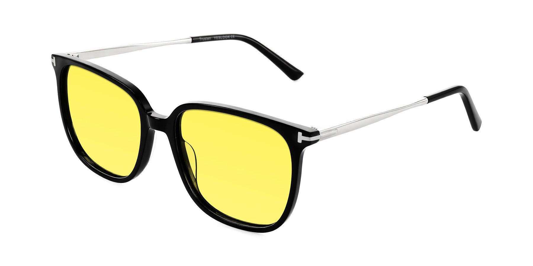 Angle of Trusten in Black with Medium Yellow Tinted Lenses